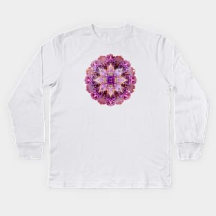 Pink Mandala Sacred Geometry Kids Long Sleeve T-Shirt